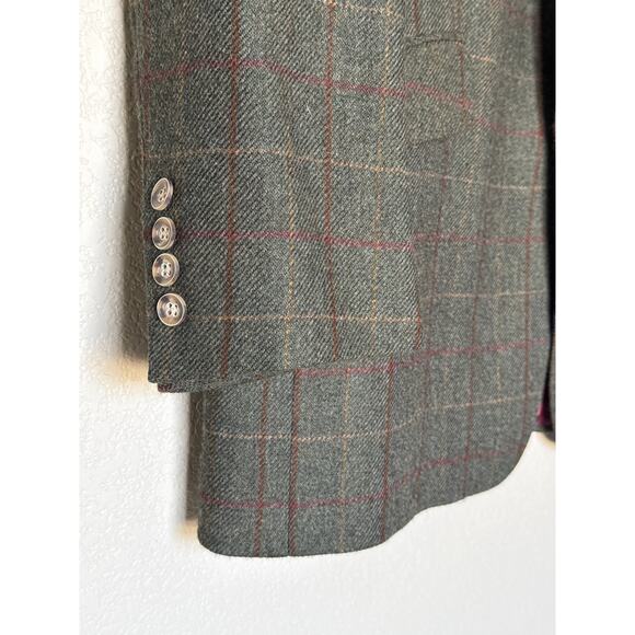 Beretta Magee Wool Blazer Green Plaid Sport Coat 44R - Picture 4 of 9